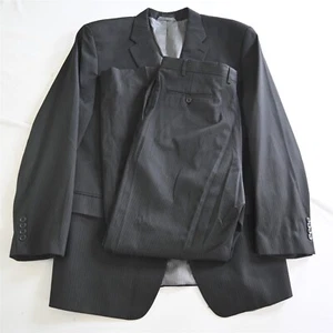 Joseph Abboud 48L 36x32 Black Striped Mens Jacket Pants Suit - Picture 1 of 12