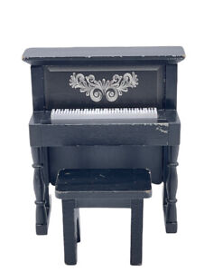 KidKraft Piano Wooden Upright Dollhouse Black With Sound & Bench 2011 Barbie 