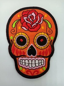 2 Pcs.Orange Skull Embroidered iron on patch J31 - Picture 1 of 1