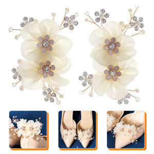  2 Pcs Flower Shoe Buckle Lace Bride Decorations Clips Jewelry Accessories