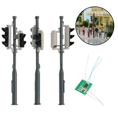 Spur 00 H0 Fußgängerampel mit LEDs 3er Set für Modellbahnen ZX - Bild 1 von 4