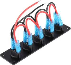 5 Gang Rocker Switch Panel 12V-24V On-Off Toggle Switches Panel with Pre-Wired f - Picture 1 of 7