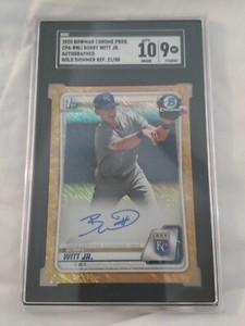 2020 Bowman Chrome Bobby Witt Jr 21/50 Gold Shimmer Auto Refractor SGC 9/10