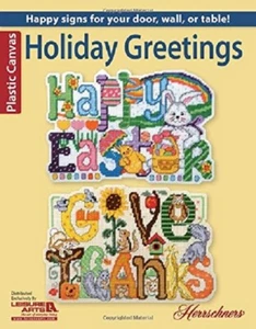Plastic Canvas Pattern Book HOLIDAY GREETINGS SIGNS ~ 4 Designs - Picture 1 of 2
