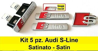 Kit 5 Pz. Audi S-Line Satinato 3D Adesivo Logo Badge Fregio A1 A3 A4 A5 Q3 Q5 A6 • 23€