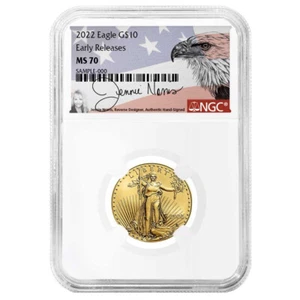 2022 $10 American Gold Eagle 1/4 oz NGC MS70 ER Jennie Norris Eagle Signature... - Picture 1 of 2