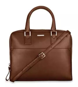 Borsa a tracolla Chopard marrone valigetta laptop pelle 14,5" x 11,5" Italia nuova senza etichette - Foto 1 di 7