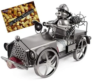 BRUBAKER Wine Bottle Holder 'Fire Engine' - Table Top Metal Sculpture - Picture 1 of 1