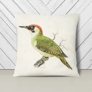Cojín regordete europeo verde pájaro carpintero Von Wright funda de almohada dispersa - Imagen 1 de 10