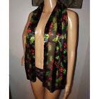 Vintage Black Red & Green Christmas Holly Scarf neck head wrap holiday fashion
