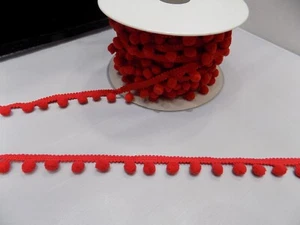 1 MT PASSAMANERIA BORDO GALLONE PON PON POM POM PICCOLO ROSSO - Bild 1 von 1