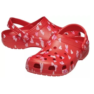 Crocs Classic Clogs Valentinstag Herzen rot weiß Damengröße 4 neu mit Etikett " - Bild 1 von 6