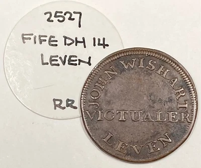 Rare Scotland Fifeshire LEVEN FARTHING token JOHN WISHART victualler - D&H 14 RR - Image 1 of 4