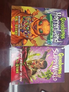 Lot Of 2 Goosebump Books. Horrorland & Slappyworld. Poor Condition, See Pics - Picture 1 of 7
