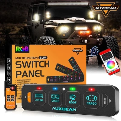 Panel de interruptores AUXBEAM RGB APLICACIÓN + palanca de control remoto/momentáneo/pulsado para Jeep Foto 1 de 4