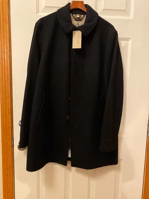 Burberry Mens Black Wool Overcoat/CarCoat Sz XXL Hidden Button Closure - Image 1 of 4