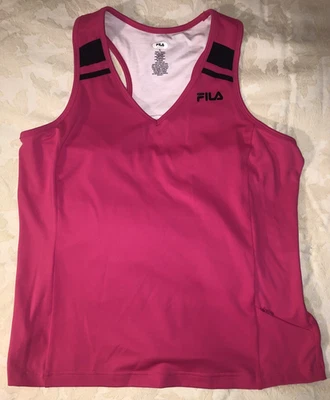 Camiseta sin mangas Fila rosa elástica espalda deportiva con bolsillo para sujetador incorporado talla XL Foto 1 de 4