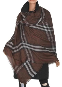 NEW BURBERRY LUXURY WOOL SILK OVERSIZED CHECK PRINT SCARF WRAP SHAWL 200X100CM - Picture 1 of 4