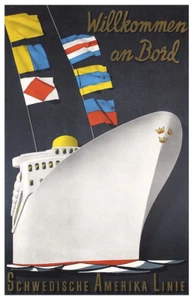 OCEAN LINERS 2169 - 1950s Swedish American Line 11 x 17 - Picture 1 of 4