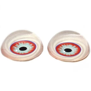 Pair High Dome Manic Clown Half Sphere Glass Eyes Taxidermy Jewelry - Picture 1 of 5