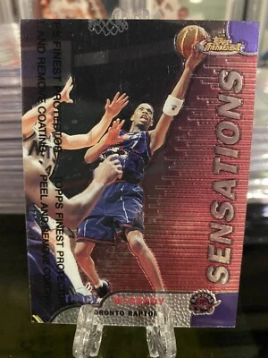 TRACY McGRADY 1999 TOPPS FINEST SENSATIONS CARD w/ PEEL RAPTORS ROCKETS HOF - Image 1 of 3