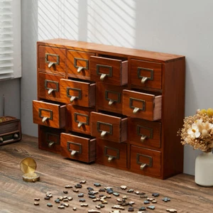 Vintage Wood 1-16 Drawer Box Cabinet Tabletop Storage Organiser Chest of Drawers - Picture 1 of 20