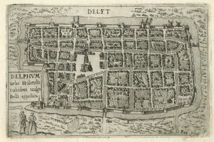 Antike Landkarte "Delft" (Niederlande) Francesco Valegio-D. Rascicotti, um 1598 - Bild 1 von 2