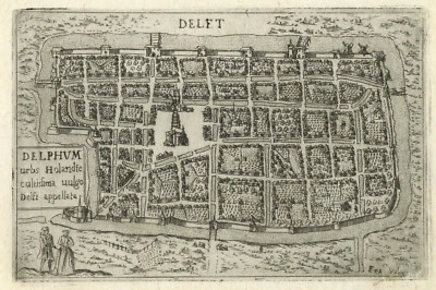 Antique Map "Delft" (Netherlands) Francesco Valegio-D. Rascicotti, c.1598 - Image 1 of 2