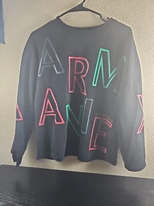 Armani Black Sweatshirt w/ Black & Red Lettering Size Small - Great Condition - Picture 1 of 9