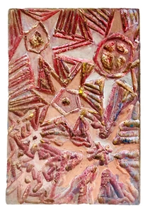 Surreal Starburst Hand-Carved Abstract Folk Art Relief 14" Geometric Sculpture - Picture 1 of 7