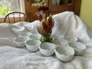 ANTIGUO SOPORTE PARA HUEVOS Victoria Austria Karlsbad Porcelana Servidor con Gallo~RARO~ - Imagen 1 de 23