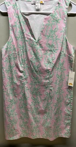 C&C California Shift Dress womens size 10 Pink Green Palm Trees New! sleeveless - Picture 1 of 6