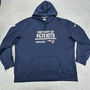 New England Patriots Hoodie Adult 3XL Blue Nike Dri-Fit Poly Big Tall Sweater - Picture 1 of 11