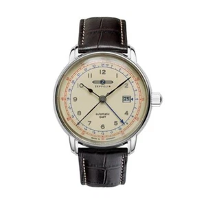 Zeppelin LZ 126 Los Angeles Automatic GMT 7668-5 Men's Watch - Beige Dial, Brown - Picture 1 of 3
