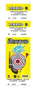 RARE / TICKET BILLET DE CONCERT - RENAUD : LIVE AU CANNET ( FRANCE ) 1995 - Foto 1 di 3