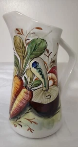 Italy Mancioli Lachman Hand Paint Mushroom Vegetables Carafe Pitcher - Picture 1 of 7