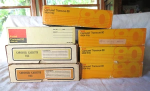 Lot of 7 Kodak Carousel Transvue 80 Slide Trays 4 Have Original Box - Picture 1 of 17