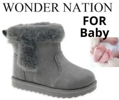 Wonder Nation Baby Girl Shearling Boot Size 6 ( 15 MONTHS TO 18 Months) GRAY NEW - Image 1 of 4