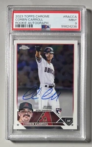 Corbin Carroll Rookie Auto 2023 Topps Chrome PSA 9 sur carte #RA-CCA RC SP comme neuf - Photo 1 sur 3