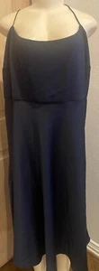 BHLDN Women's Satin Cowl-Neck Midi Slip Dress Midnight Blue Sz 24 NWT Wedding - Picture 1 of 7