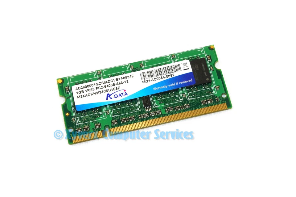AD2800001GOS GENUINE  ADATA MEMORY 1GB PC2-6400S LAPTOP MEMORY(GRD A) (CA61) - Image 1 of 2