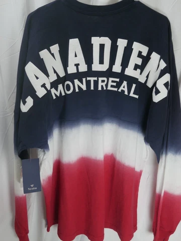 NWT Montreal Canadians Mens XL NHL Hockey Sweater Ombre Big Back Spell Out Cover