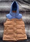 Patagonia Goose Down Vest Woman?s Small Bivy Puffer Orange Blue Hooded Full Zip