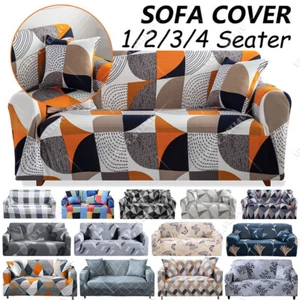 1/2/3/4 Seater Printed Sofa Cover Elastic Stretch Slipcover Protector Sofa Couch - Picture 1 of 146