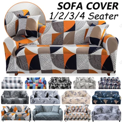 1/2/3/4 Seater Printed Sofa Cover Elastic Stretch Slipcover Protector Sofa Couch - Image 1 of 4