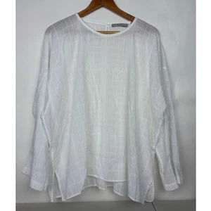 VINCE Womens White Semi Sheer Pullover Relaxed Fit Tunic Shirt Size Largel - Picture 1 of 11