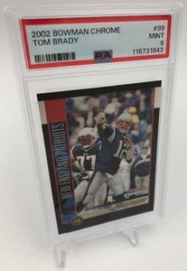 TOM BRADY Trading Card 2002 BOWMAN CHROME #99 NFL PATRIOTS classificato PSA MINT 9 - Foto 1 di 10
