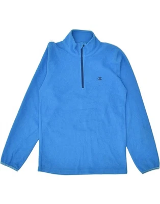 CHAMPION Boys Zip Neck Fleece Jumper 11-12 Years Large Blue Polyester BD19 - Image 1 of 4