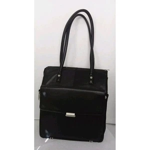 Bolso de Mano de Cuero Negro Trabajo Escuela Viaje Bolso de Mano Cartera Elegante - Imagen 1 de 12