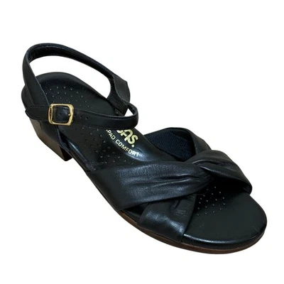 SAS Sandals Women 7 Black Twist Again Tripad Comfort Leather Buckle Vacation - Image 1 of 4